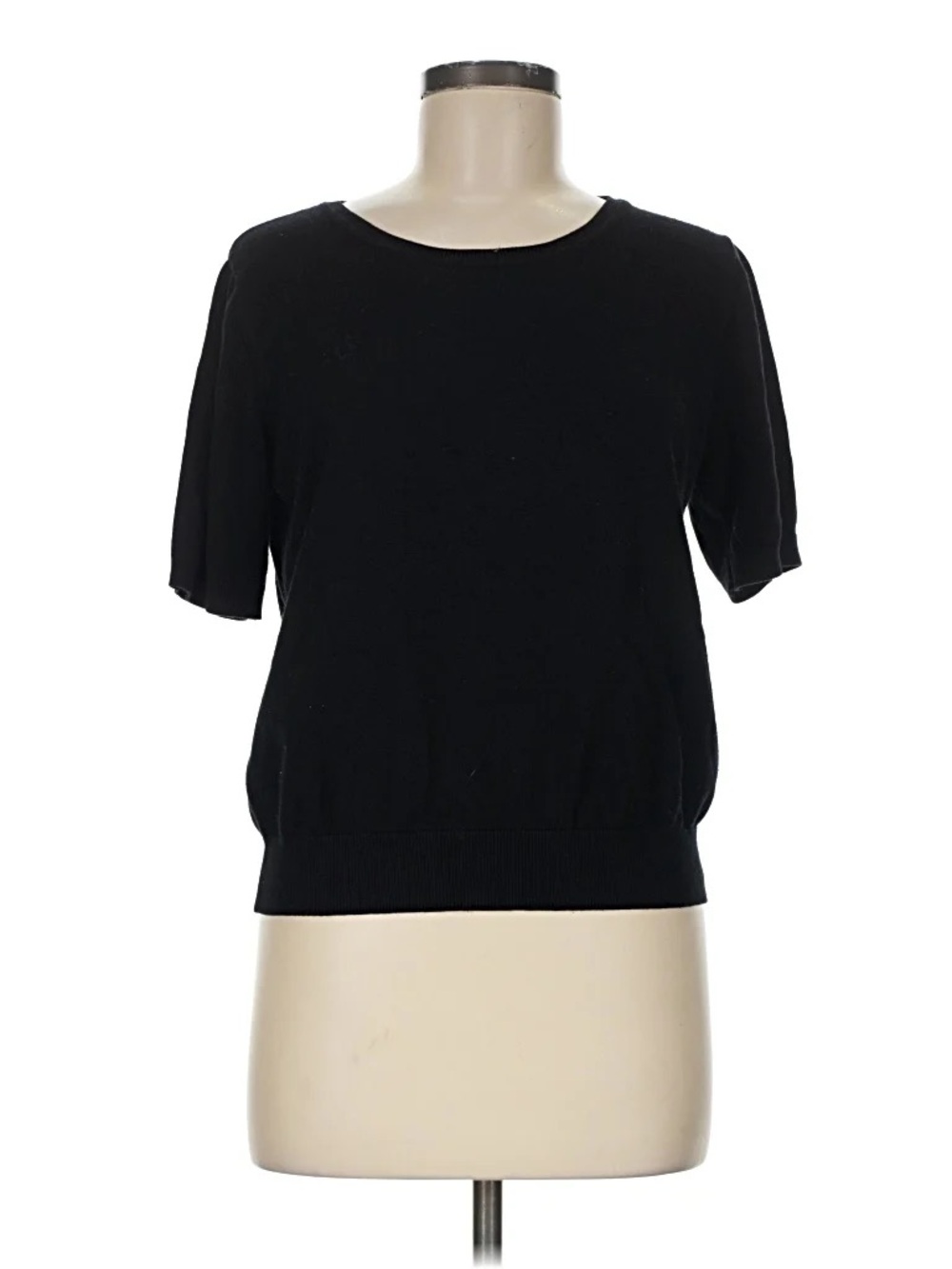H&M Black Short-Sleeve Crewneck Knit Top